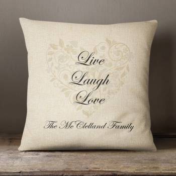 Luxury Personalised Cushion - Inner Pad Included - Live Laugh Love Gold